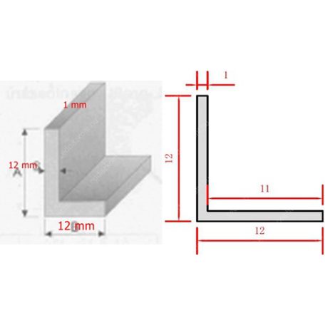 Alumínium Led profil, 1M L profil Led szalaghoz 12*12 mm, 1 méter hosszú alu sín. Life Light Led.